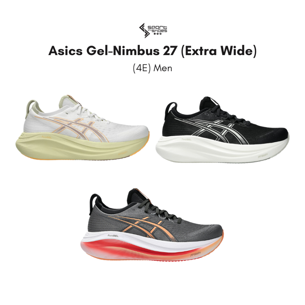 Asics Gel-Nimbus27 (4E) Extra Wide รองเท้าวิ่ง ผู้ชาย ( หน้าเท้ากว้างมาก ) ของแท้ 100 %