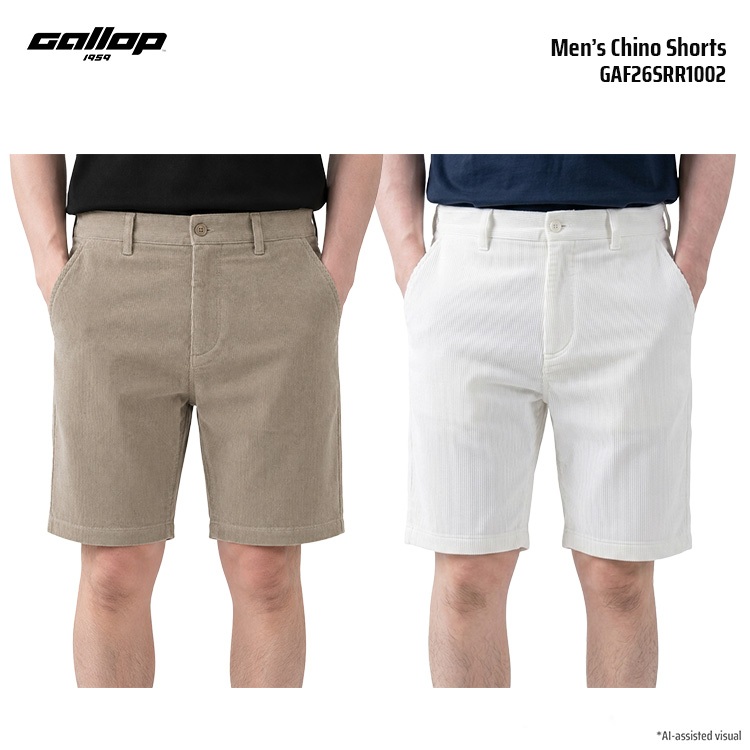 GALLOP Men’s Chino Shorts กางเกงชิโน่ขาสั้นผ้าร่อง ยืดนุ่มพิเศษ (GAF26SRR1002)