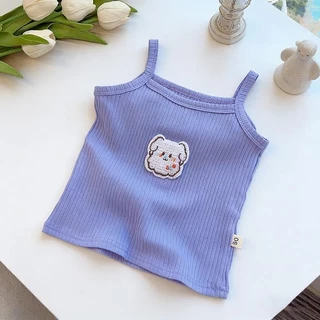 Babyonline(Y189)G1-OF2 (ส่งด่วน1วัน)เสื้อสายเดี่ยวแฟชั่นสำหรับเด็กผู้หญิง สีพาสเทล ผ้านิ่ม ใส่สบาย