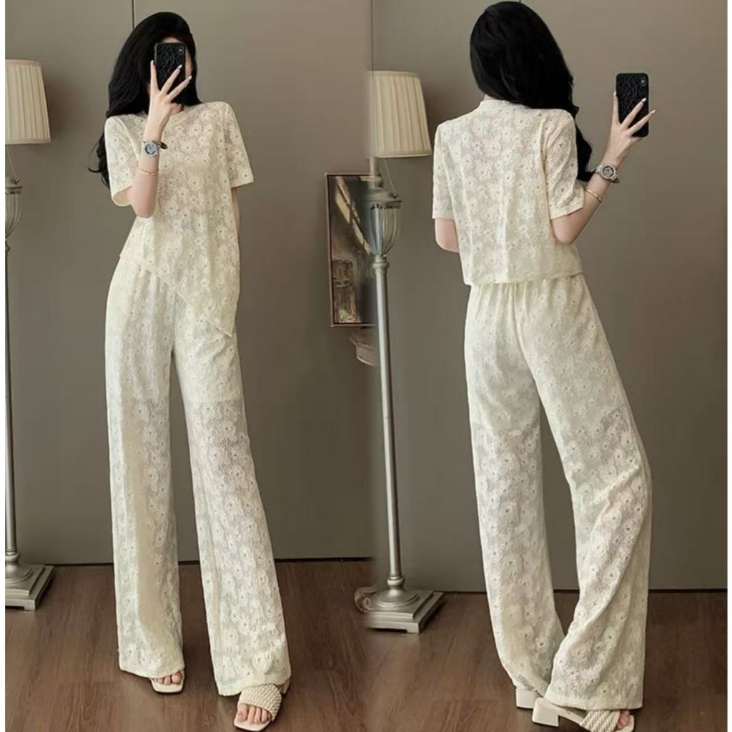 Swan shop ชุดเซ็ตลูกไม้แฟชั่นผู้หญิง ใส่ออกงาน ใส่เที่ยว เรียบหรู