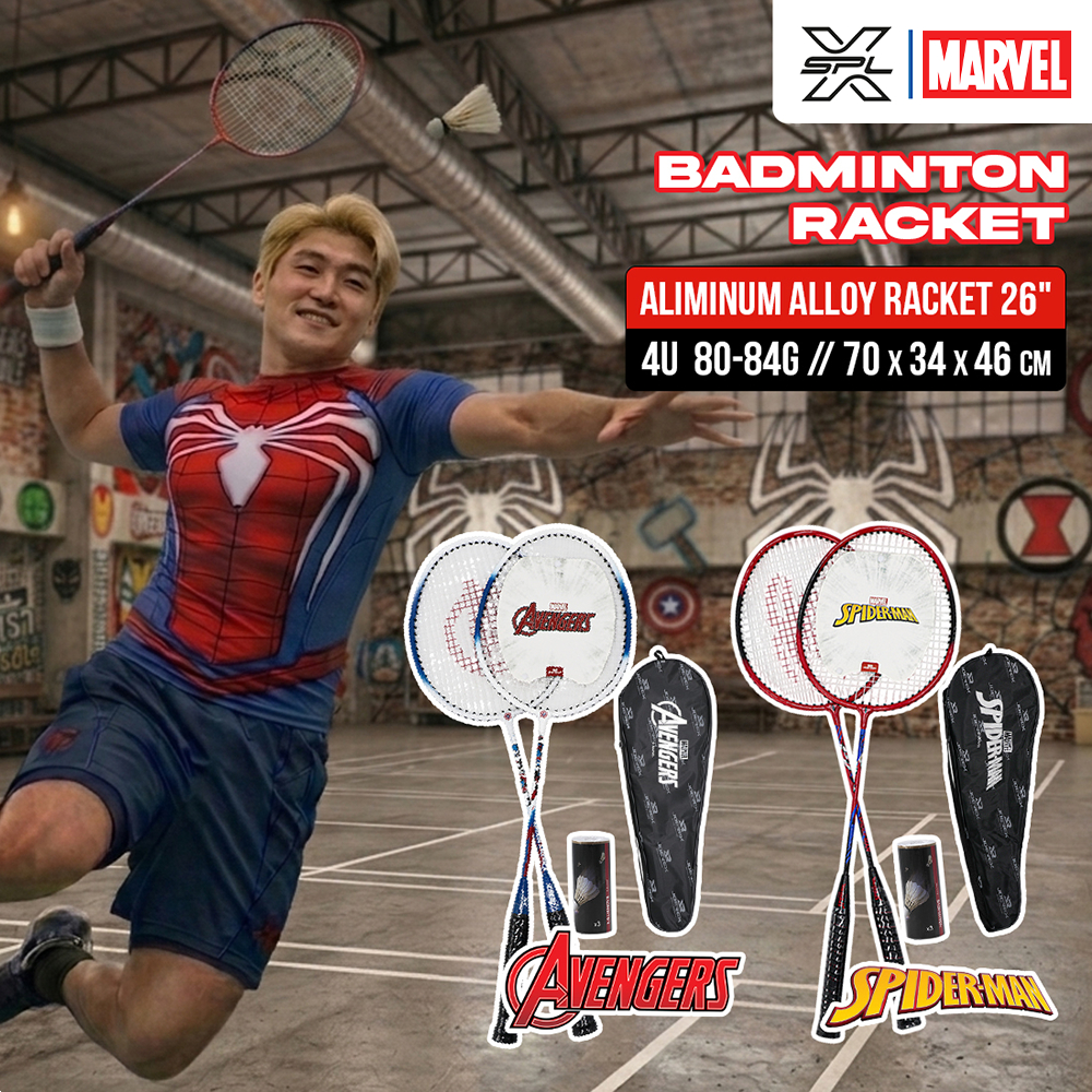Marvel Collection มาร์เวล ไม้แบดมินตัน Marvel Badminton Racket 26" แถมฟรีลูกขนไก่ 1 หลอด + กระเป๋าใส่ไม้แบด (890)