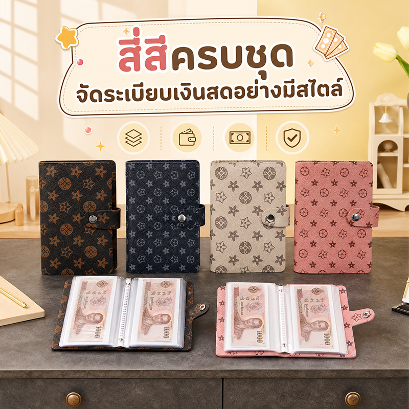 【Bubble Store】สมุดออมเงิน กระเป๋าเก็บเงิน หนัง PU พรีเมียม 100 ช่อง กันน้ำ พกพาสะดวก มี 4 สีให้เลือก สำหรับจัดการเงิน
