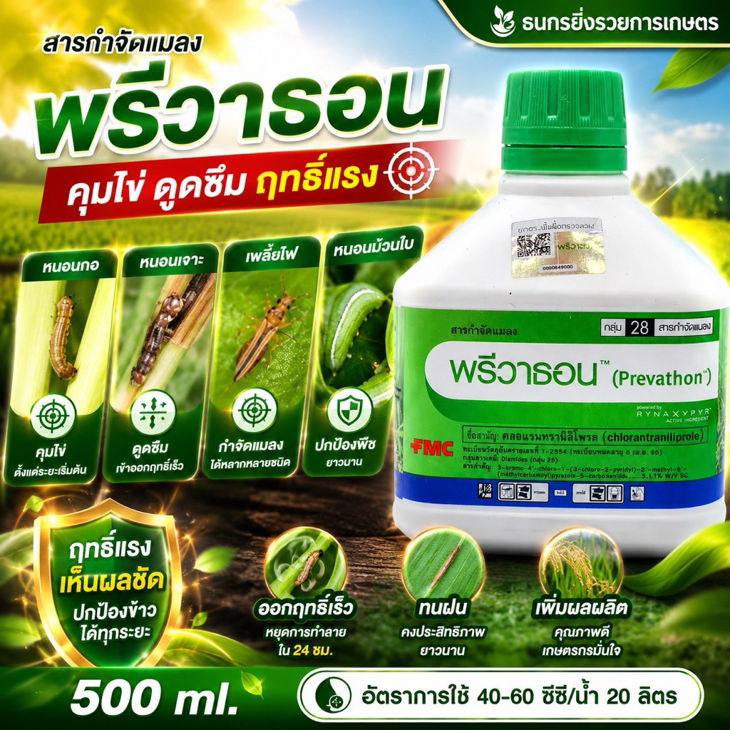 พรีวาธอน 500 cc สารป้องกันและกำจัดหนอนกอ เพลี้ย