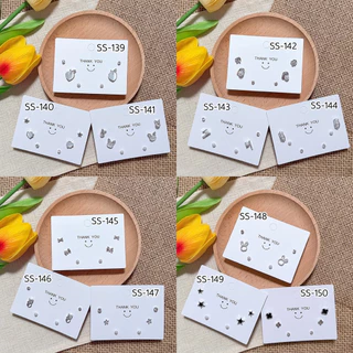 [SS2] ต่างหูเซต3คู่(6ชิ้น) ต่างหูมินิมอลแบบติดหูสีเงินพร้อมแป้นแบบยางทุกคู่ ราคาต่อ1เซต(6ชิ้นตามภาพ)