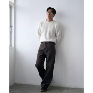 HIMSELF Wide Jeans กางเกงยีนส์ทรงกระบอกใหญ่ Baggy มี 3 สี (ขาว / เขียว / เทา)