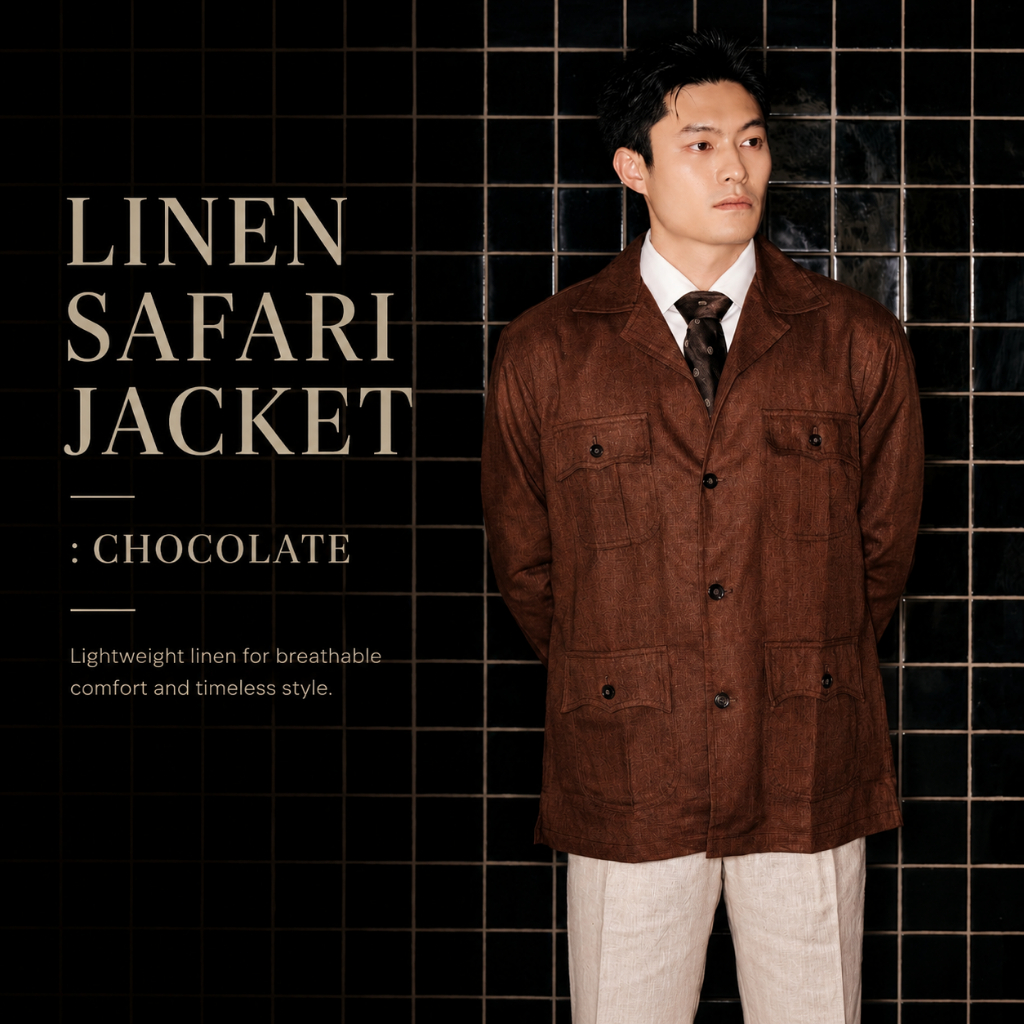TOFFY & BROWN / LINEN SAFARI JACKET (CHOCOLATE)