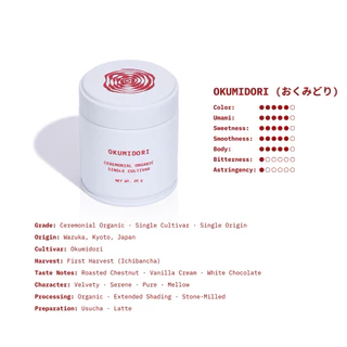 SO MATCHA OKUMIDORI（おくみどり) Ceremonial Organic · Single Cultivar