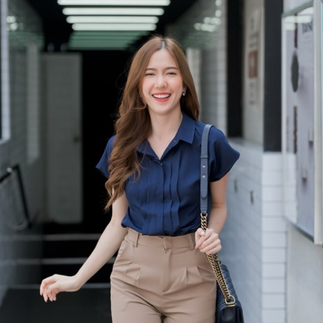 🚀มีส่งด่วน 💥เสื้อเชิ้ตคอปกแขนสั้น เเต่งเกล็ด ซ่อนกระดุม ดีไซน์และคัทติ้งที่ใส่สวยตลอดกาล #l154shop_748