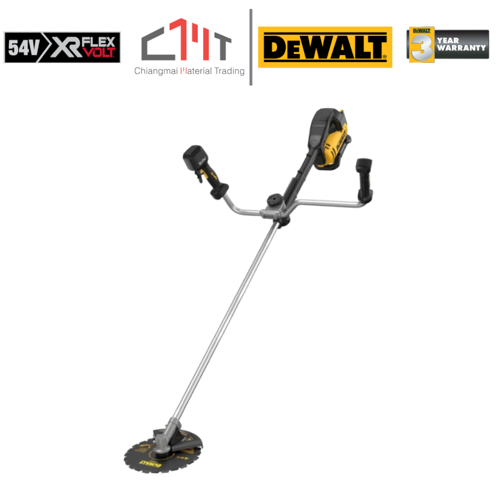 DEWALT เครื่องตัดหญ้าไร้สาย แบบใบมีด 60V พร้อม 2 หัว (ใบวงเดือนและเส้นเอ็น) No.DCMBS723N-B1