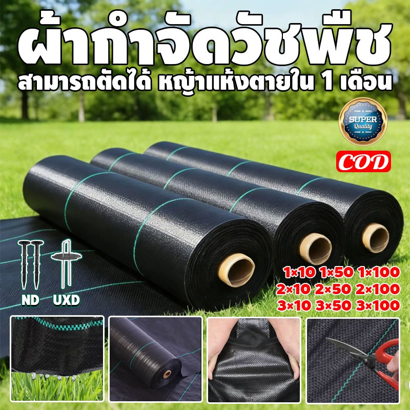 พลาสติกคลุมดิน ผ้าคลุมดิน พลาสติกคลุมหญ้า ฆ่าหญ้า 50 เมตร 100 เมตร คลุมวัชพืช ผ้าคลุมหญ้า กําจัดหญ้า