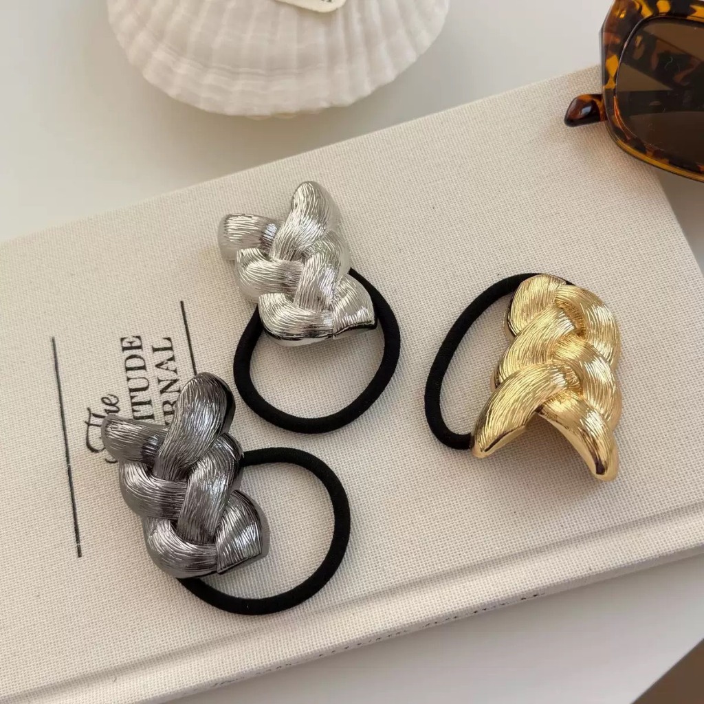 【พร้อมส่งจากไทย】Luxury Chain Hair Tie ยางรัดผมโซ่ถักเมทัลลิก วัสดุโลหะ สไตล์เกาหลี หรูหรา เรียบแพง เนื้องานเกาหลี คุณภาพ