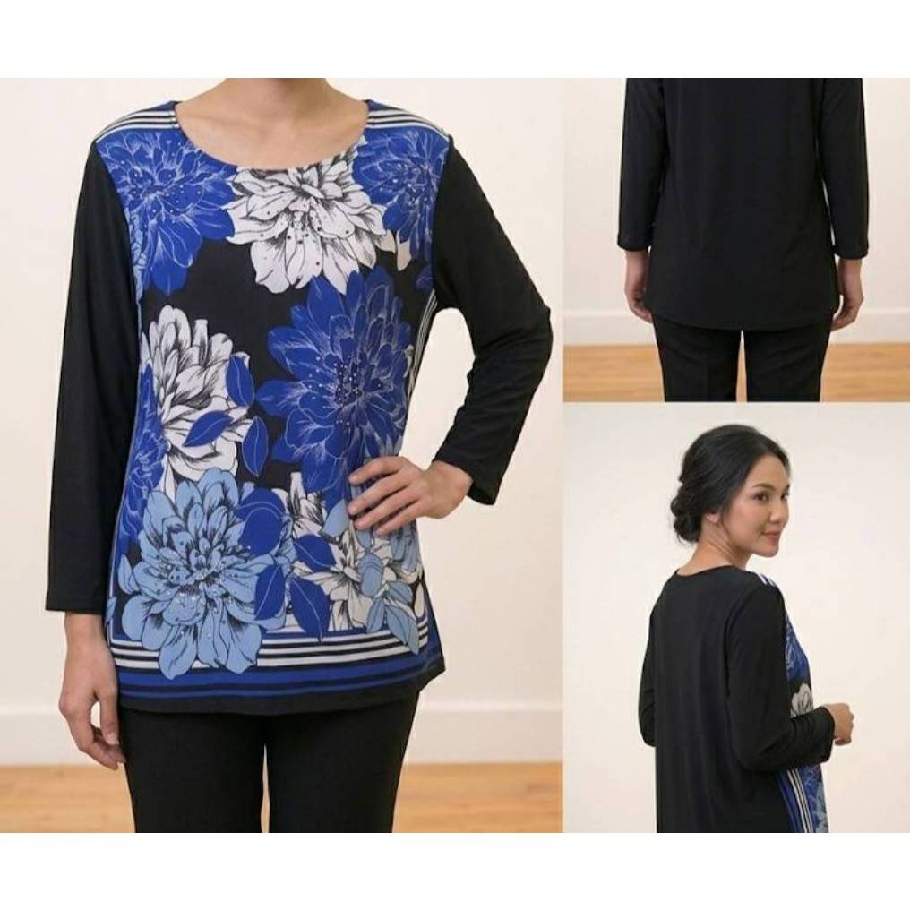 เสื้อยืดคอตตอนแต่งลายโพลีด้านหน้า alfred dunner 1X 52/26