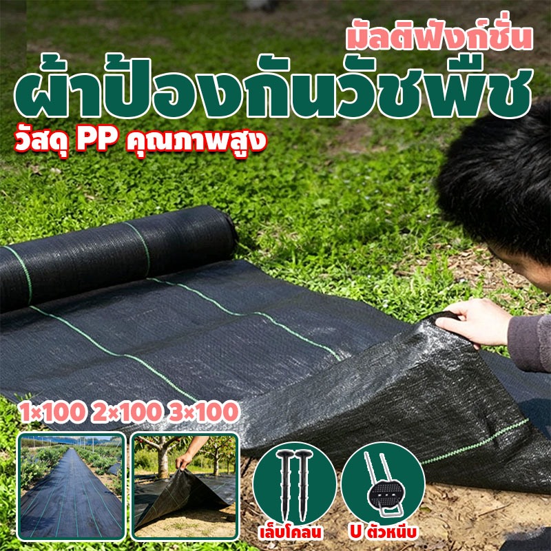 ผ้าคลุมดิน เกรด AAAA พลาสติกคลุมวัชพืช🌱 ป้องกันรังสี หมดปัญหาหญ้าขึ้นกวน 1x100 2x100 3x100