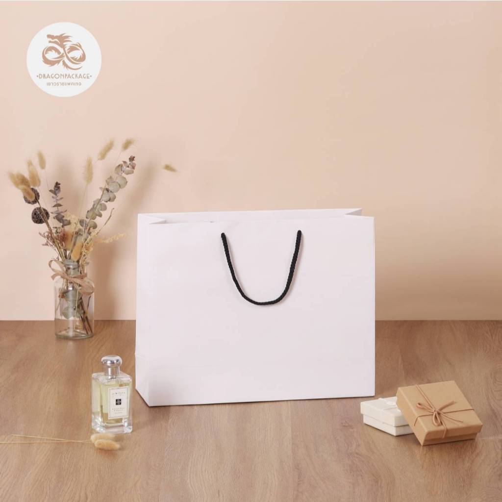 🔥 PW3 ขายส่ง 🔥 ถุงกระดาษสีขาว พรีเมี่ยม 11"x14"x4.5" - 1 แพค (50ใบ)