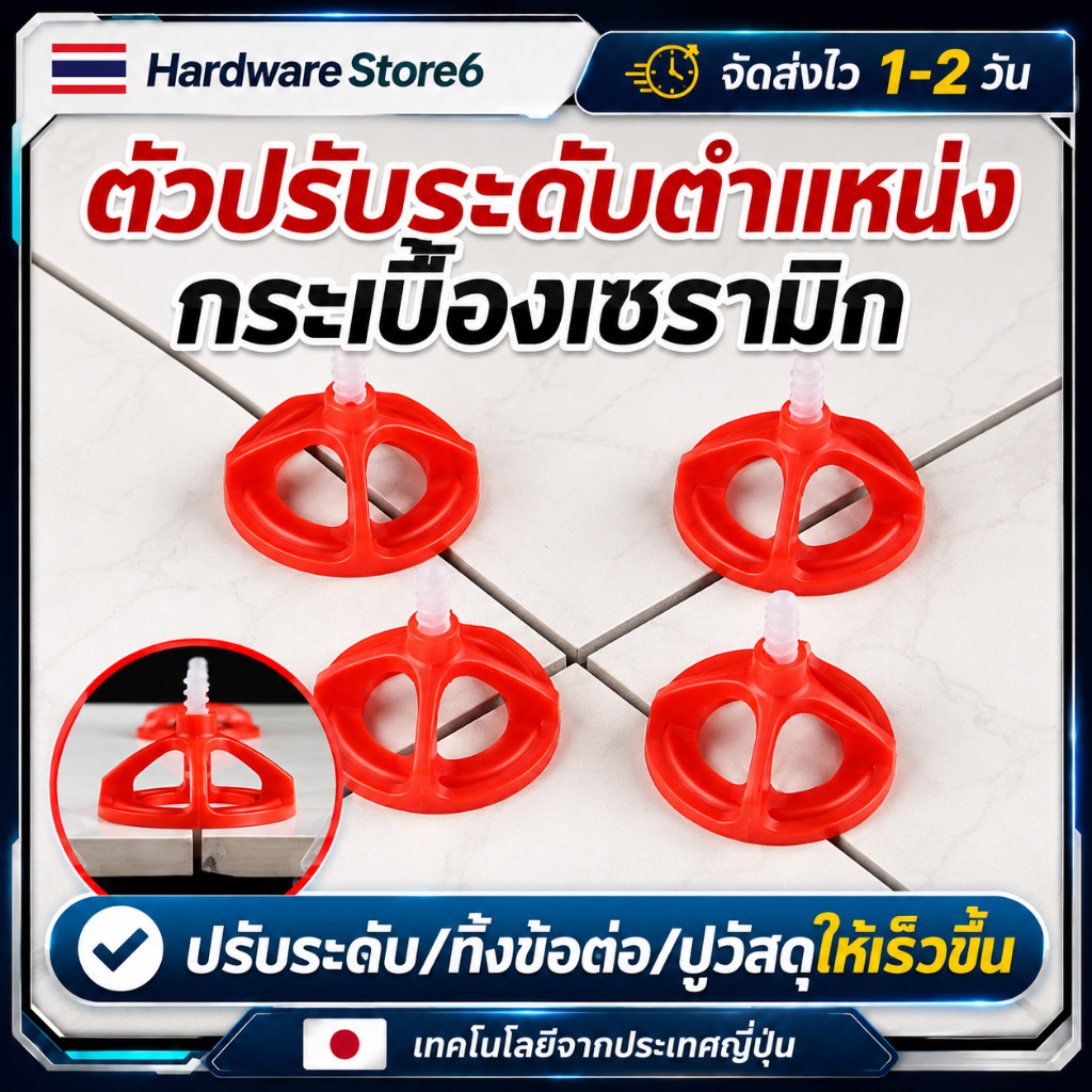 Hardware Store6 จัดส่งภายใน24ชม. ตัวปรับระดับกระเบื้องแบบเกลียว ใช้ซ้ำได้ ปูกระเบื้องเร็ว ร่องสวย งานเรียบ ติดตั้งง่ายดี