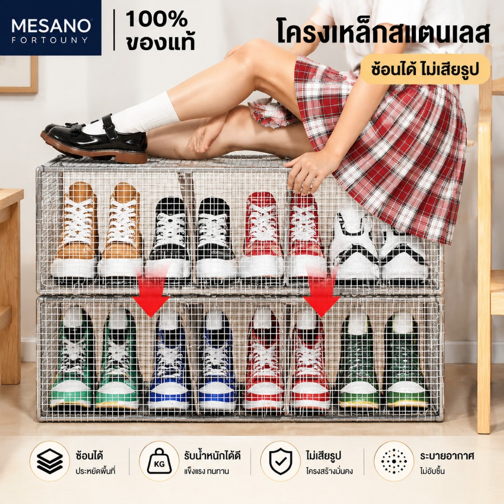 MESANO [ซื้อ 1 แถม 1] กล่องใส่รองเท้า PVC ใส โครงเหล็ก พับเก็บได้ กันฝุ่นกันน้ำ กล่องเก็บของอเนกประสงค์ ความจุใหญ่