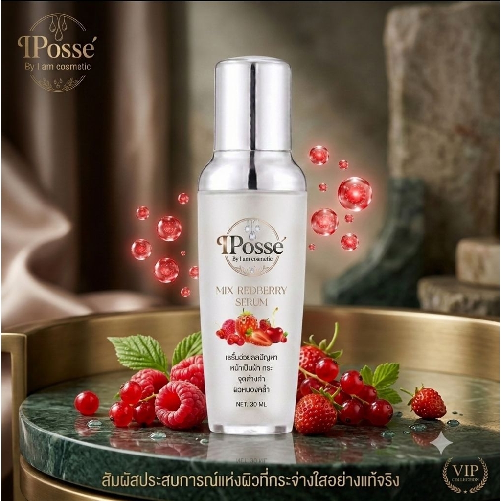 เซรั่มลดปัญหาเรื่องฝ้า กระ หน้าหมองคล้ำ ไอพอสเซ่ มิกซ์ เรดเบอร์รี่ เซรั่ม ขนาด 30 กรัม