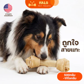 HALO ขนมสุนัข ขนมหมาขัดฟัน กระดูกผูกคุณภาพดี ขนาด4.5-10.5นิ้ว (แพ็กสุดคุ้ม 500G) ขนมขัดฟันหมา