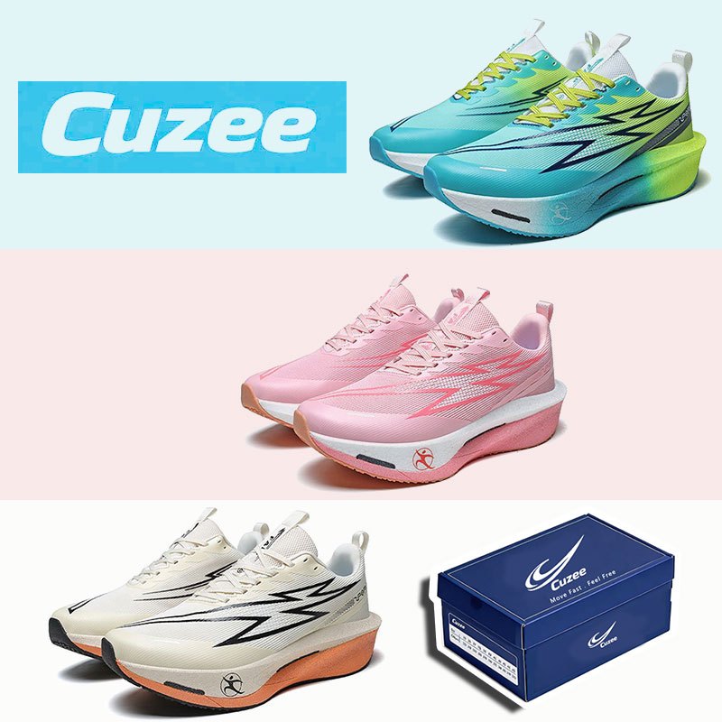 Cuzee รองเท้ากีฬาลำลองสำหรับชายและหญิง รองเท้าวิ่งมาราธอนระบายอากาศกันกระแทก