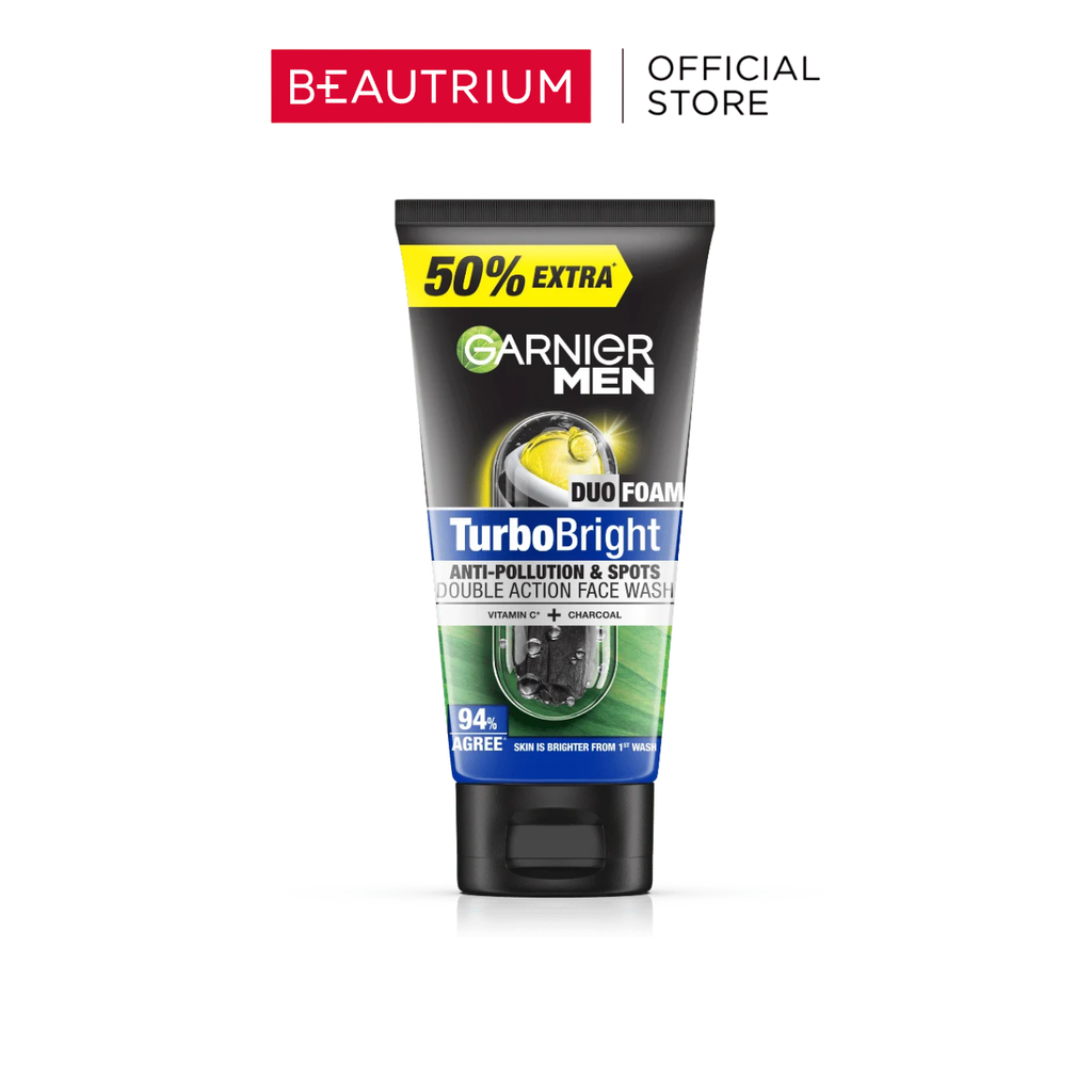 GARNIER Men Turbolight Oil Control Whitening + Oil Control Super Duo Foam โฟมล้างหน้า 150ml