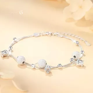 GLAMOR✨กำไลข้อมือเงินแท้ Lily Bells กำไลข้อมือลายดอกลิลลี่แห่งหุบเขาแบบสองชั้น ข้อมือเงินแท้