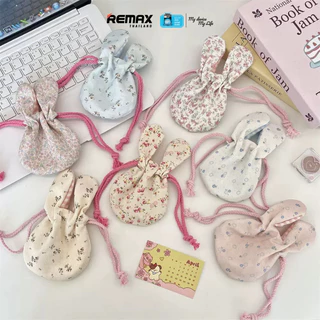 Rabbit Bag - กระเป๋าผ้า ทรงหูกระต่าย ขนาดพกพา มีเชือกรูด สำหรับใส่หูฟัง สายชาร์จ อุปกรณ์เสริม