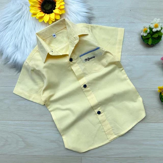 เสื้อเชิ้ตเด็กแขนสั้น คอปกสีพื้น พร้อมส่ง