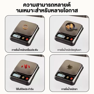 เครื่องชั่งน้ำหนักกันน้ำแบบชาร์จไฟได้ 3kg/0.1g (หรือ 10kg/1g) จอ LED ชัดเจน ใช้ได้ทั้งชาร์จ USB และใส่ถ่าน กันน้ำล้างได้