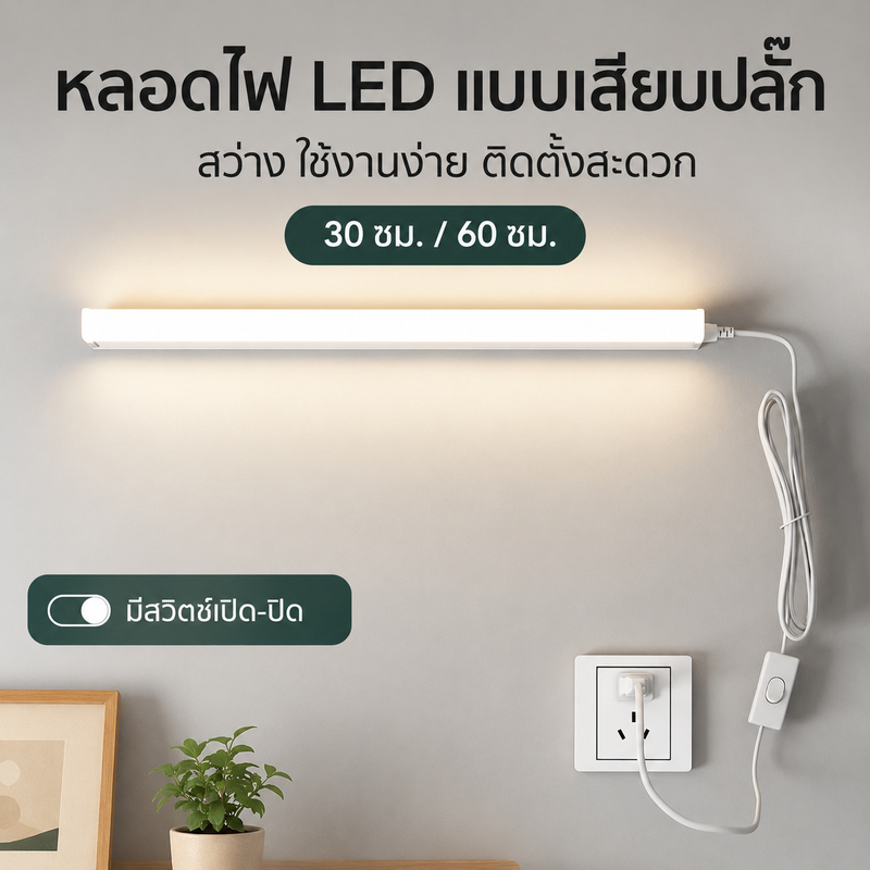 【รับประกัน10ปี】หลอดไฟ LED T5 ติดกำแพง โคมไฟแม่เหล็ก USB Light Tubes ไฟ LED มีสวิตช์ในตัว โคมไฟติดผนังห้องนอน