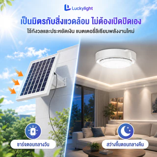 โคมไฟเพดาน ไฟโซล่าเซลล์ ไฟเพดานบ้าน80000W ไฟ LED โคมไฟเพดาน สว่างอัตโนมัติเมื่อฟ้ามืด ชาร์จไฟอัตโนมั