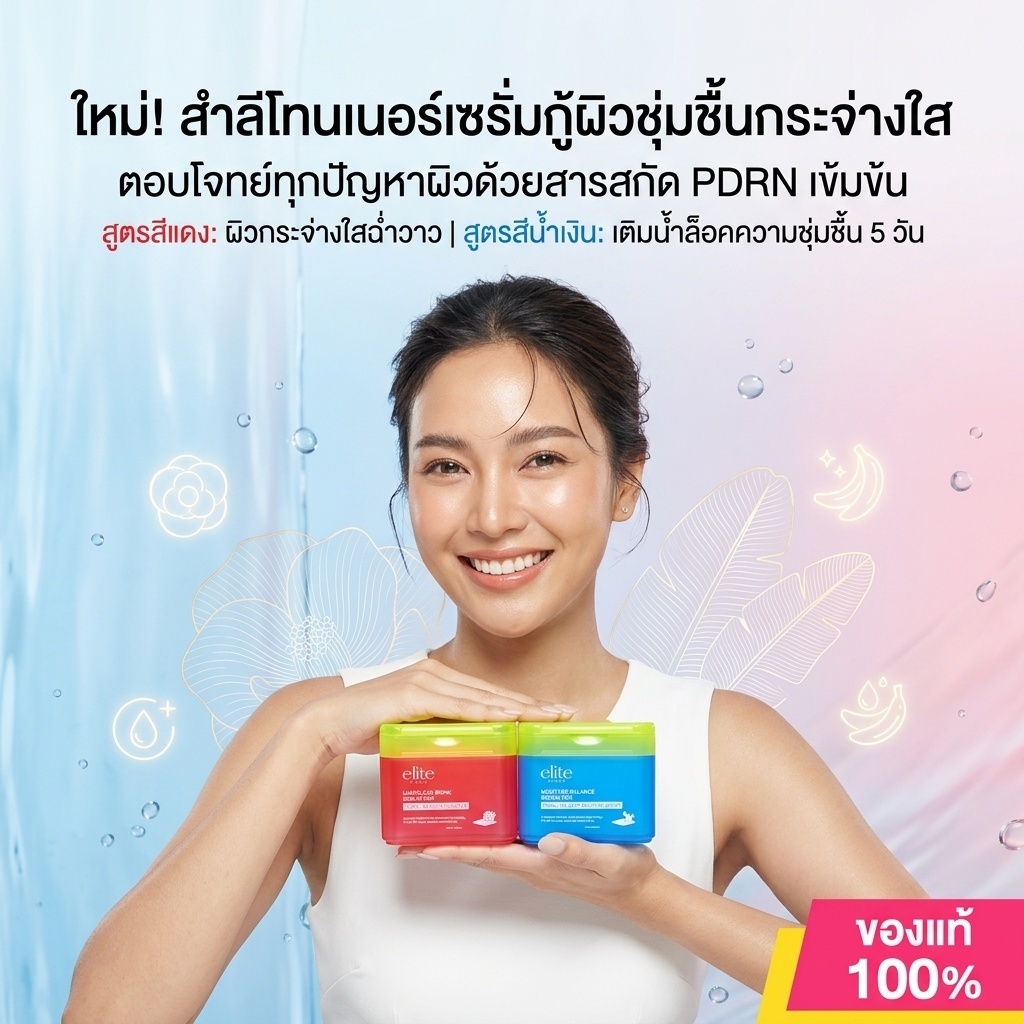 Elite Care Serum Pad PDRN (CICA) Acne Clear & Lumiclear Brink & Moisture Balance เซรั่มแพด อีลิท แคร