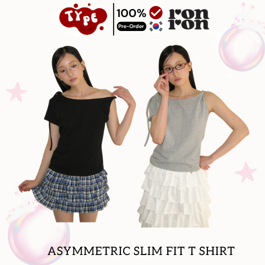 Pre-order (7-14 days ) 🇰🇷 Korea 🇰🇷 #RONRON ASYMMETRIC SLIM FIT T-SHIRT