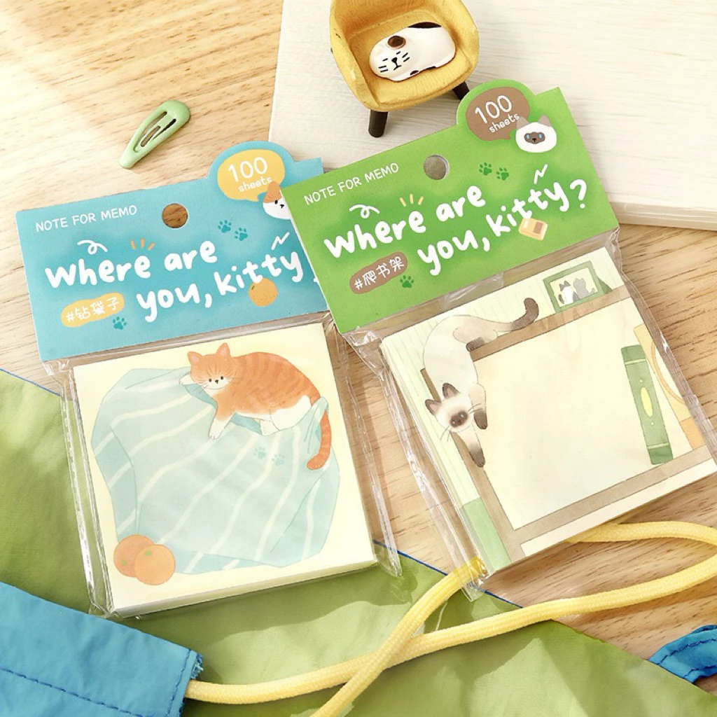 <พร้อมส่ง> #Link2 กระดาษโน๊ต 100แผ่น 🍎 Cute Note 🧸 ลาย หมา แมว9ลาย ❌ไม่มีกาว เครื่องเขียน โน๊ต กระดาษจด Memo สัตว์น้อย