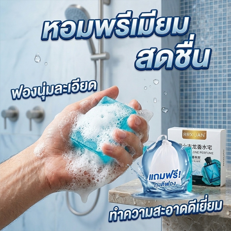 ซื้อ 1 แถม 2สบู่น้ำหอมผู้ชาย สบู่ผู้ชายกลิ่นน้ำหอมพรีเมียม หอมสดชื่นยาวนาน ฟองละเอียดนุ่ม ทำความสะอาดดีเยี่ยม เหมาะใช้งา