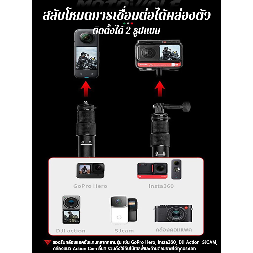 🏍️ที่ยึดกล้องมอเตอร์ไซค์ มุมกล้องบุคคลที่สาม สำหรับออกทริปเท่ห์ๆ ปรับได้อิสระ thumbnail 8