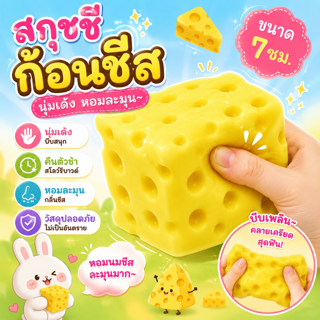 Cheese Fidget บีบ ๆ สนุก ชีสสกุชชี่ Slow Rising