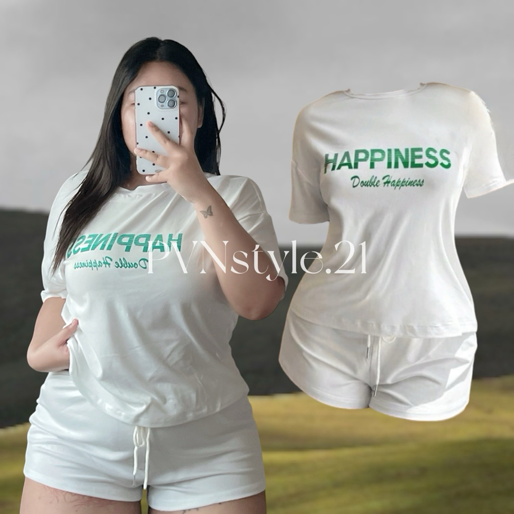 เซ็ตเสื้อยืดและกางเกงขาสั้น สำหรับสาวอวบอ้วนพลัสไซส์