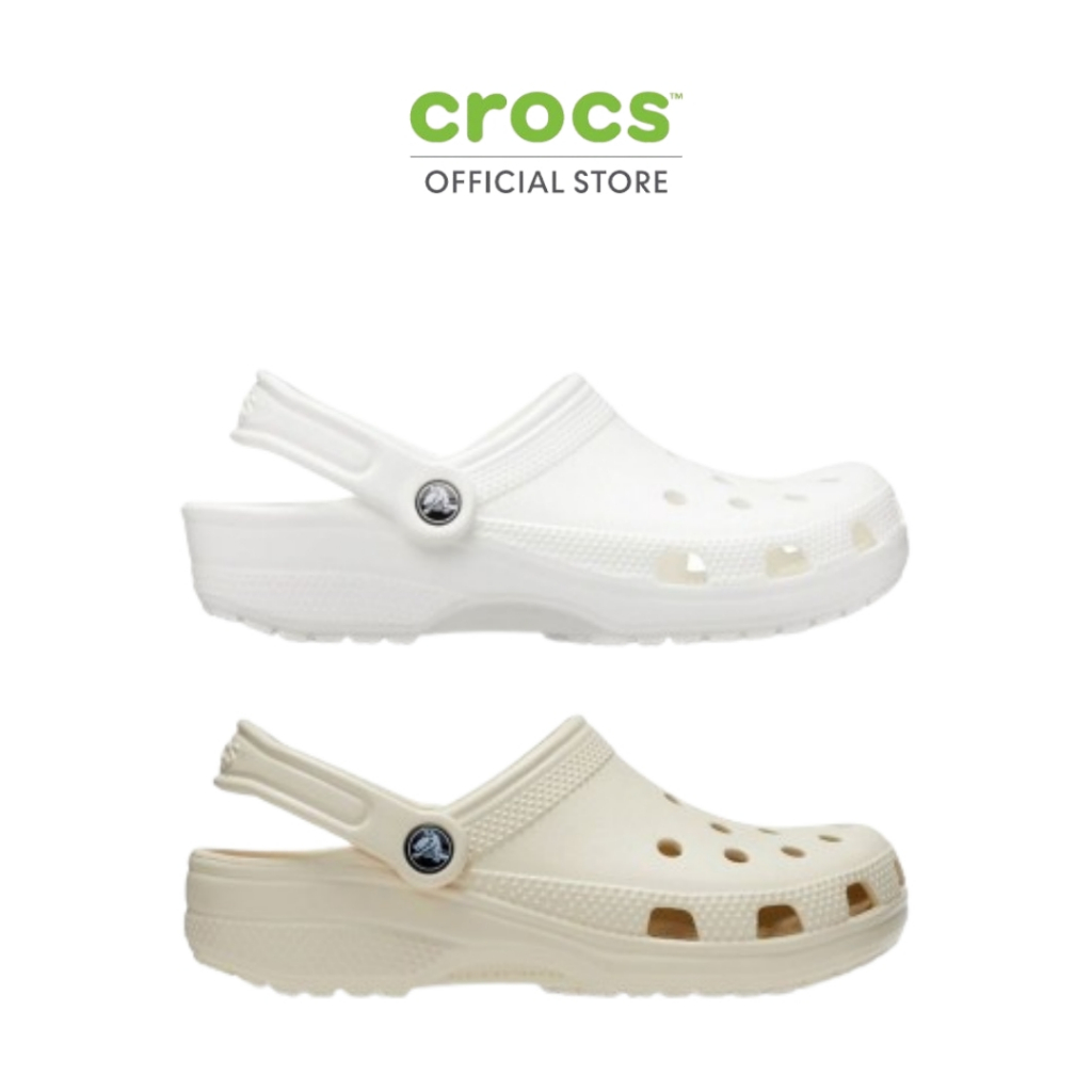 CROCS รองเท้าลำลองผู้ใหญ่ CLASSIC CLOG แฟชั่นรองเท้าแตะผู้ชายผู้หญิง รุ่น 10001 - WHITE - BONE