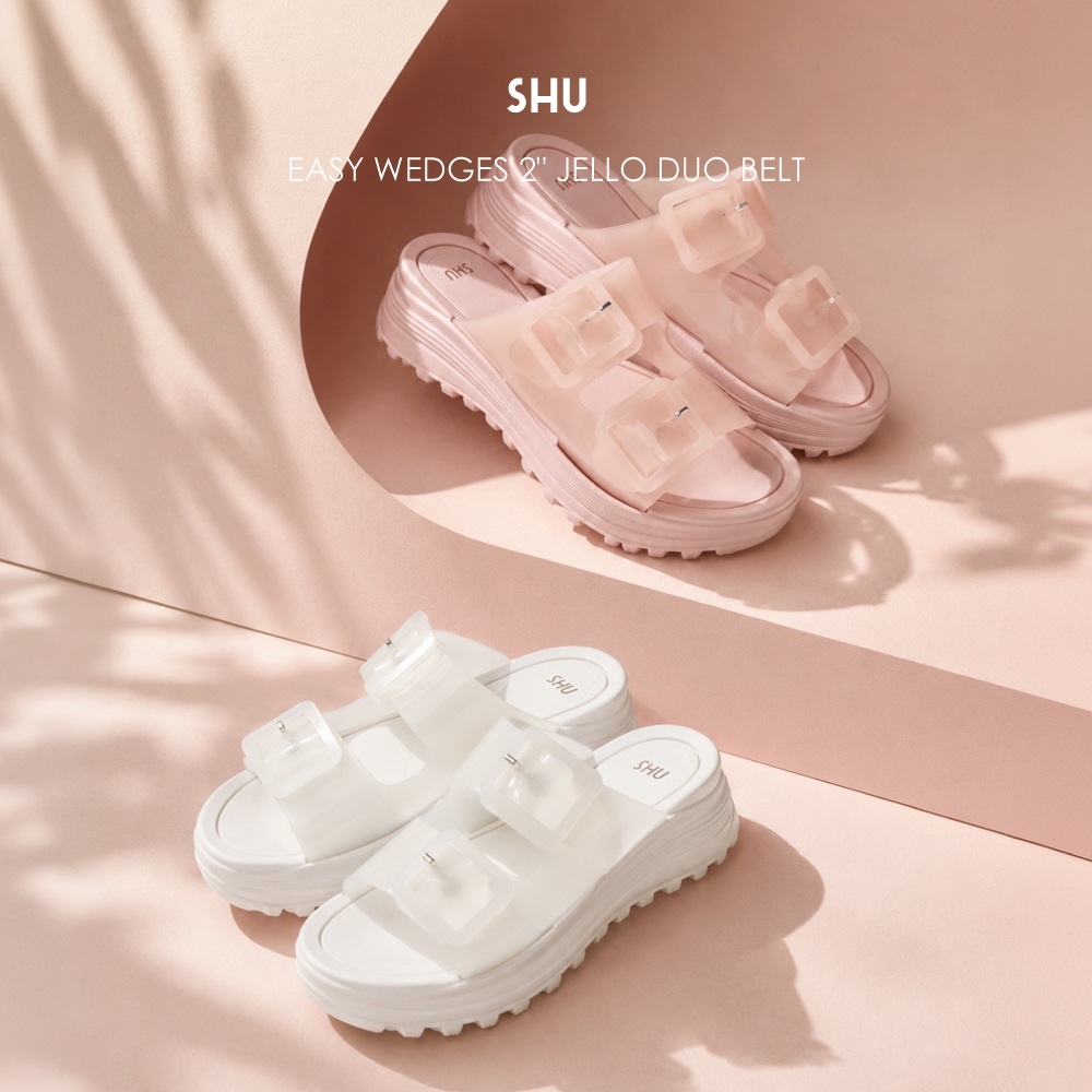 [ราคาพิเศษ เฉพาะ 9.9] ** สินค้าหลุด QC มีตำหนิ ** SHU EASY WEDGES 2" JELLO DUO BELT รองเท้าแตะ
