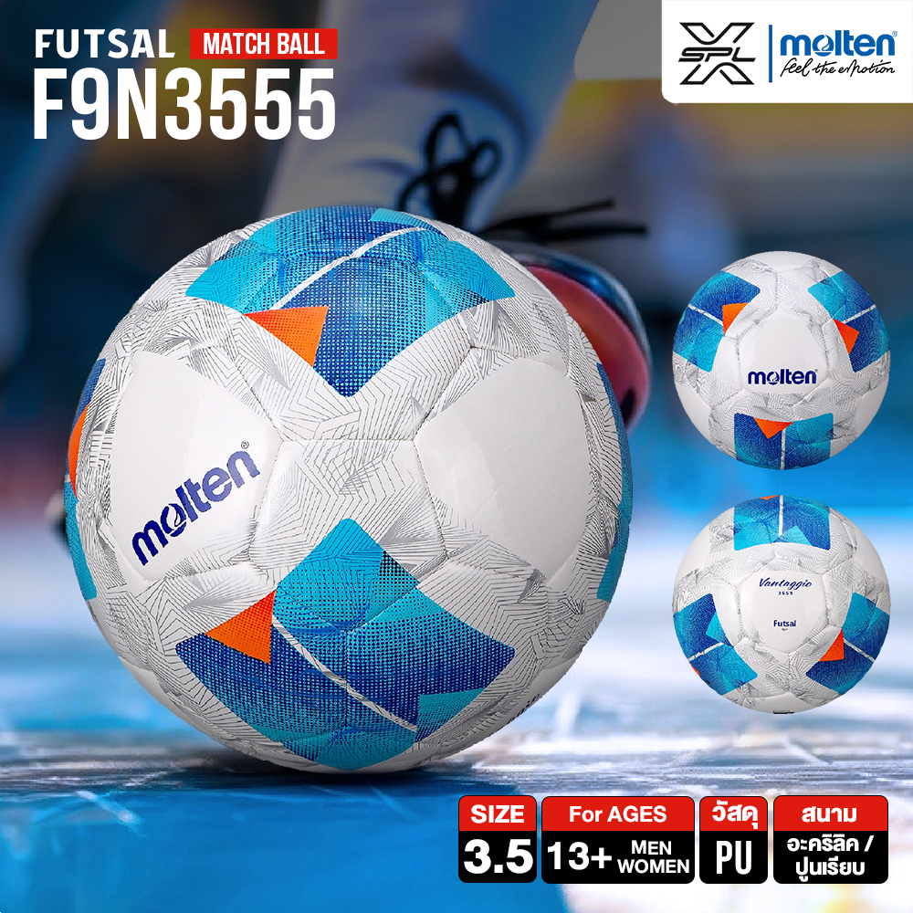 MOLTEN ลูกฟุตซอลหนัง หนังพียู MOT Futsal PU เบอร์ 3.5 Th F9N3555 FIFA (1100)