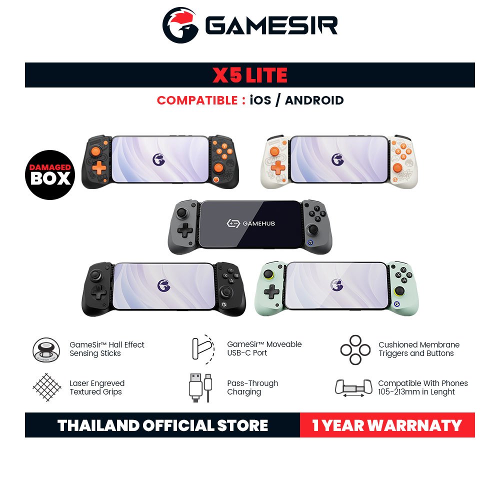 [Damaged Box] X5 Lite Type-C Mobile Gaming Controller จอยเกมมือถือสำหรับ Type-C รองรับ 105 - 213 มม.