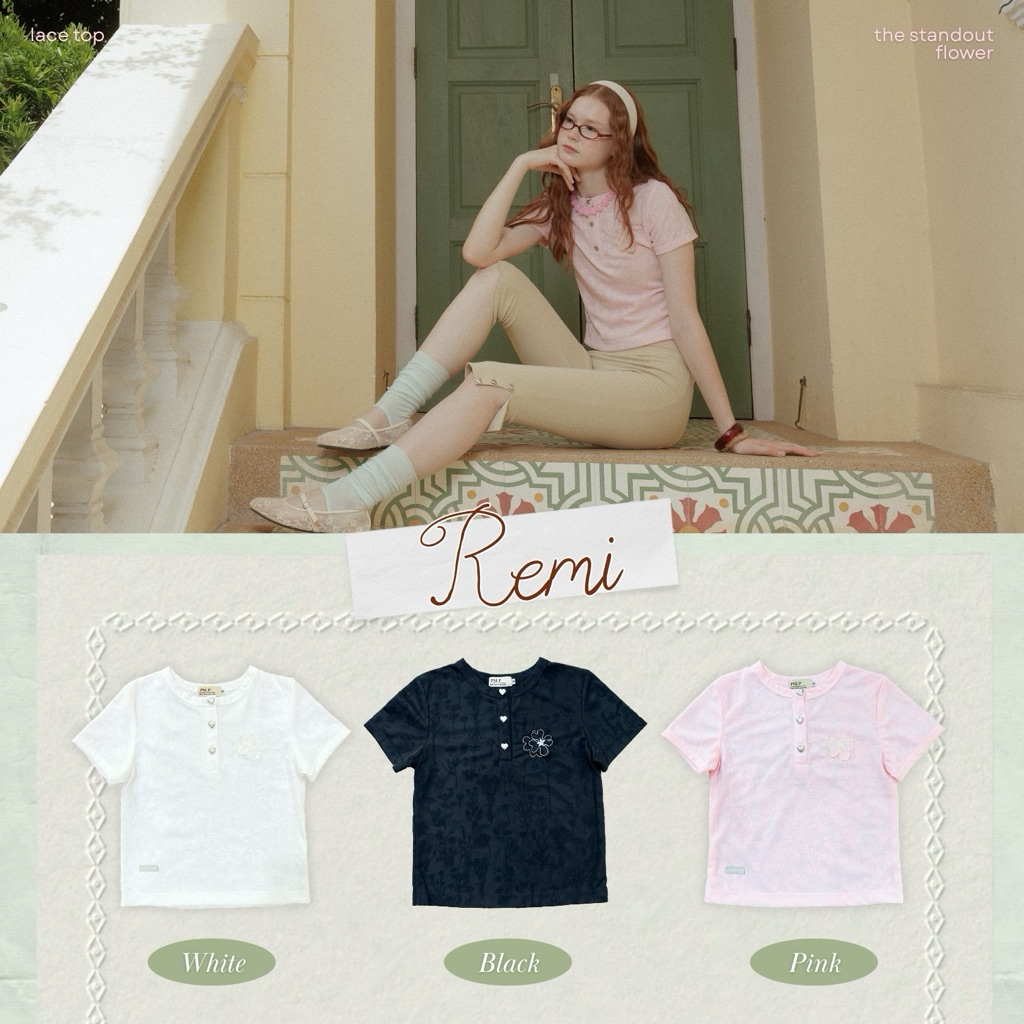 REMI T-SHIRT (White•Black•Pink)