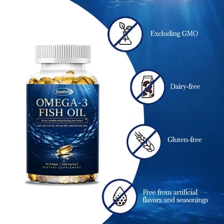 Seehrtt Omega3 Vitamin Fish Oil DHA+Algal โอเมก้า 3 น้ำมันปลา ซอฟท์เจล วิตามินรวม อาหารเสริม บํารุงสมอง ปกป้องสายตา