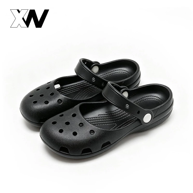 XWbrand รองเท้าหุ้มปลายเท้าผู้หญิง ดีไซน์เรียบง่ายแมตช์ได้หลายลุค พื้นนุ่มยืดหยุ่นและคืนตัวดี สายคาดส้นปรับได้อย่างอิสระ
