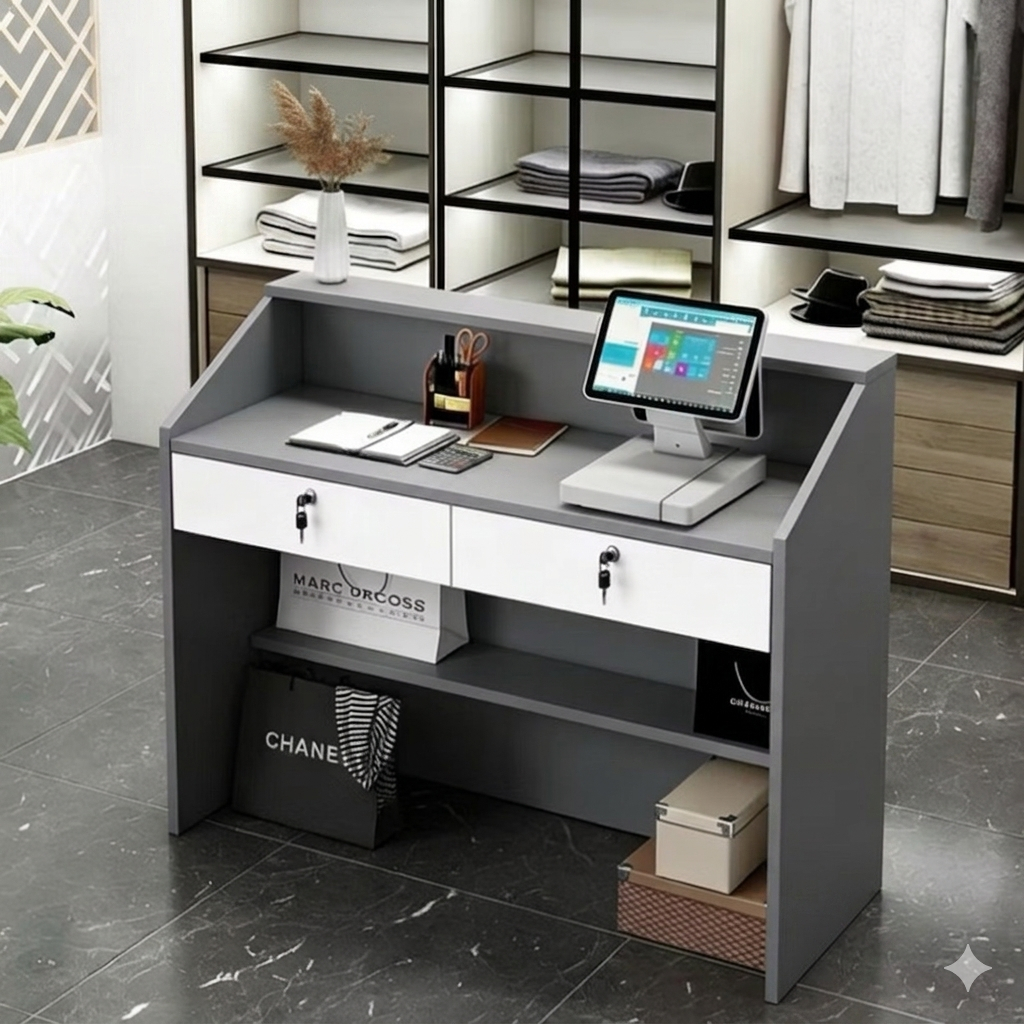 โต๊ะแคชเชียร์ Counter Bar ขนาด 100/120cm สำหรับร้านค้าและสำนักงาน ออกแบบเพื่อความสะดวกในการใช้งาน