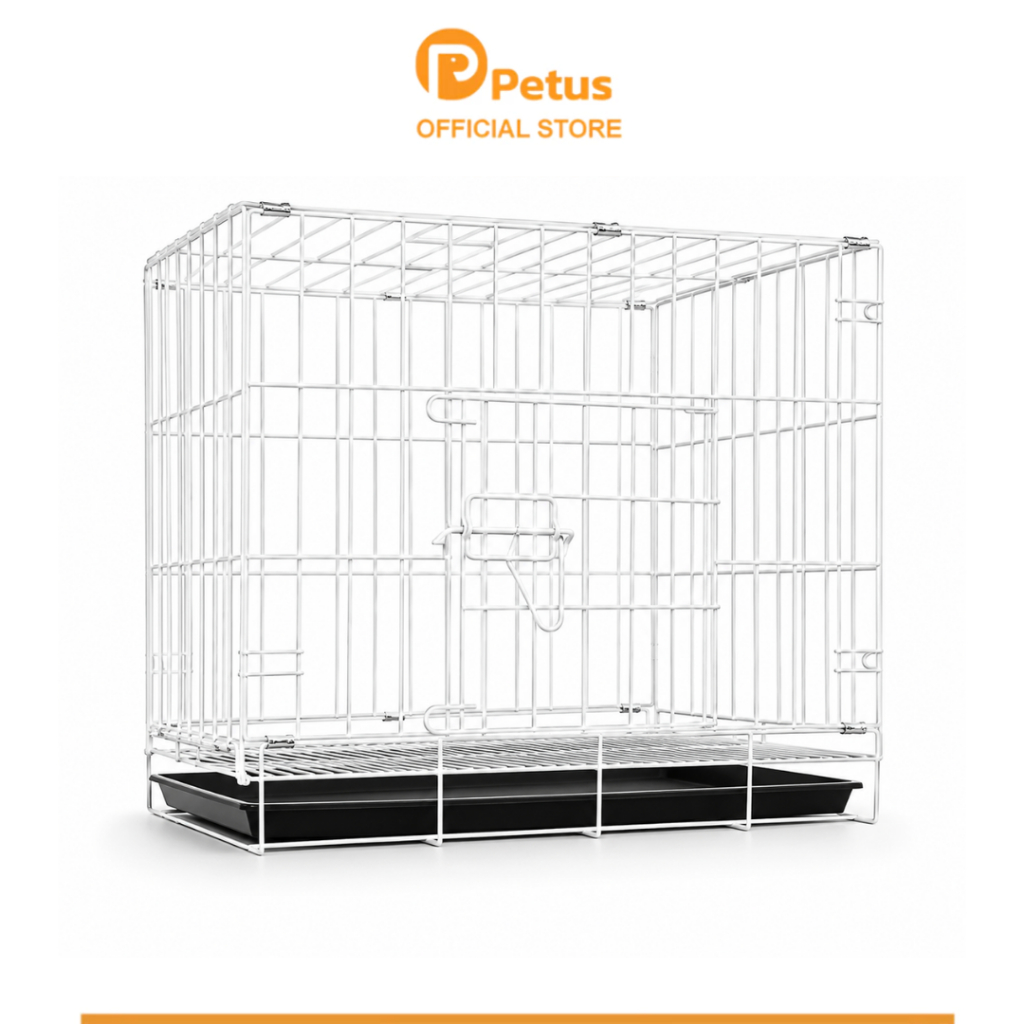 Petus กรงสัตว์เลี้ยง กรงสัตว์พับได้ Pet cage ซี่กรงห่าง 4ซม. กรงสำหรับ สุนัข แมว หรือกระต่าย ขนาด 50 60 และ 70cm.