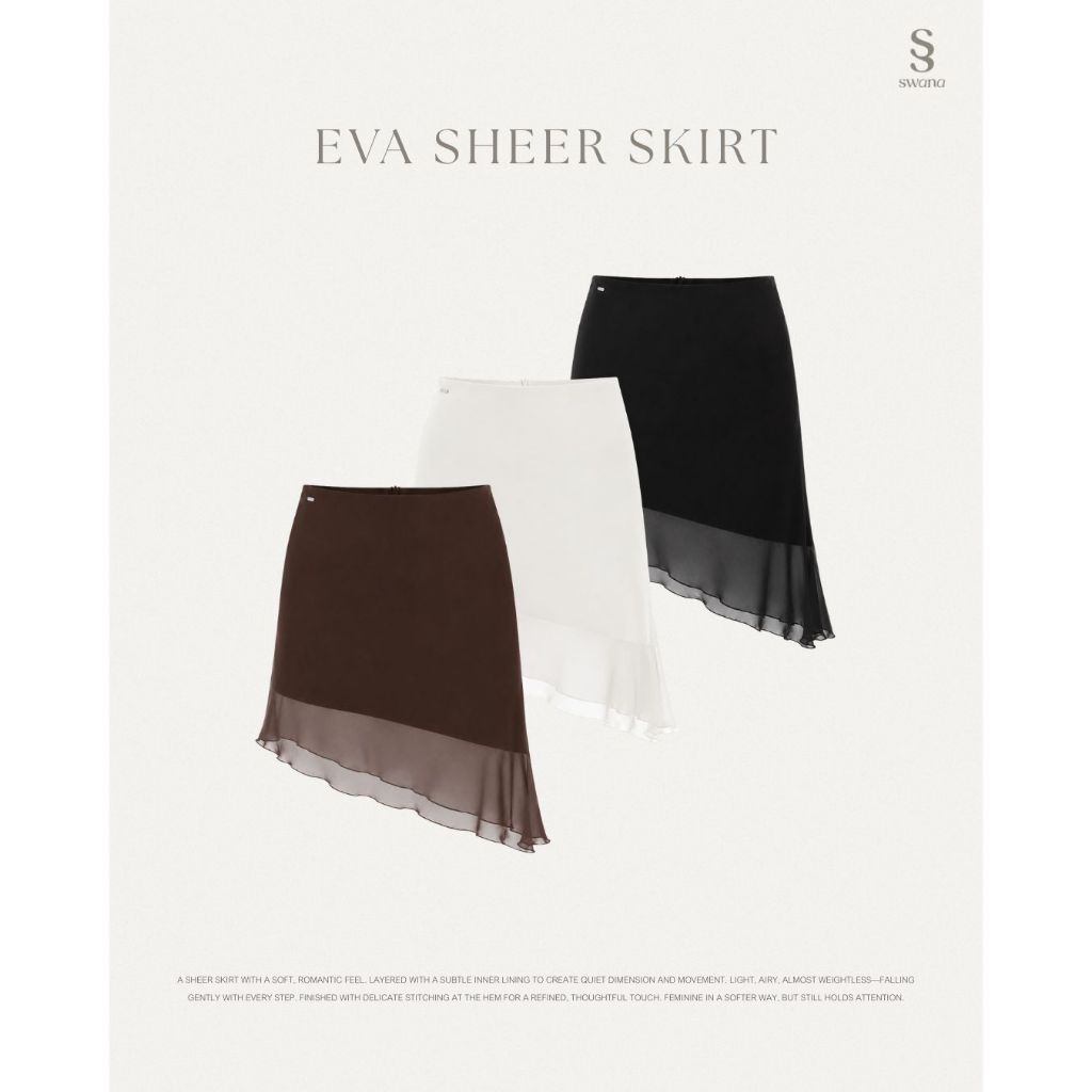 Swana.ss - Eva sheer skirt  [อี-วา] XS-2XL แค่กระโปรง กระโปรงผ้าบางที่ให้ลุคเบาและโรแมนติก