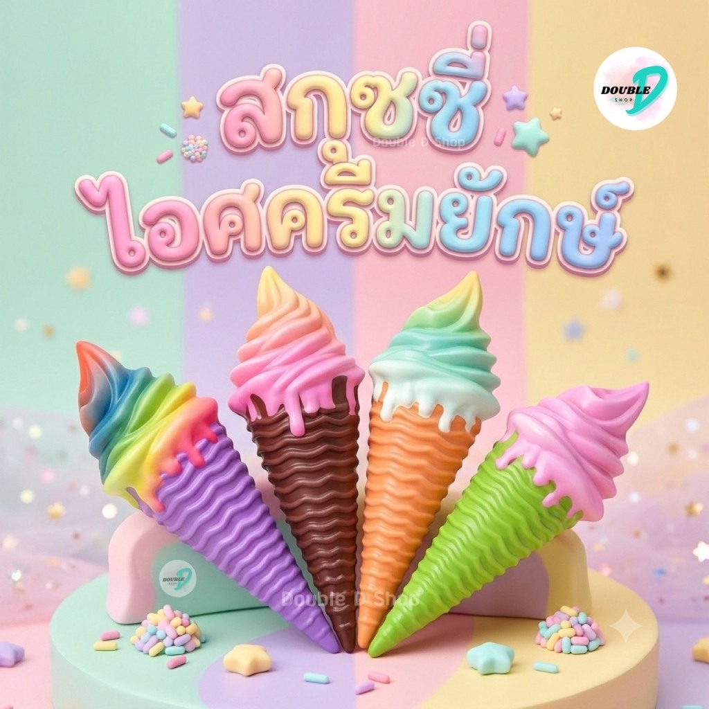 [ส่งด่วน] สกุชชี่ ไอศครีมโคนยักษ์ บีบสะใจ สีสันสดใส