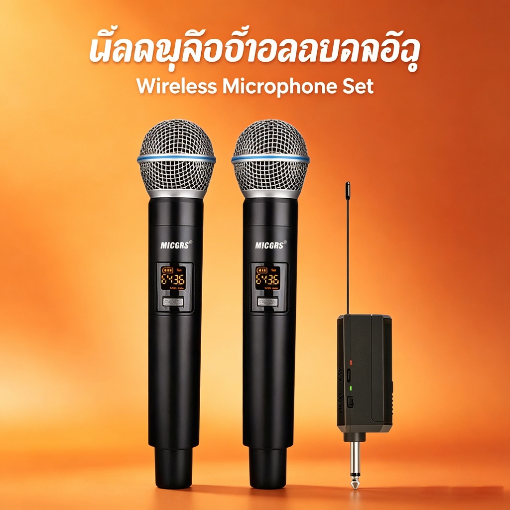 ไมโครโฟนไร้สาย SM58 ชุด1ต่อ2 2.4G ชาร์จType-C ตัดรบกวน อายุแบตยาว เสียงคมชัด สำหรับคาราโอเกะไลฟ์สด พร้อม