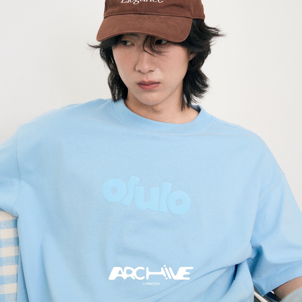 olulo Archive - Puff Boxy Tee เสื้อ Boxy Tee สีฟ้าสกรีนลาย